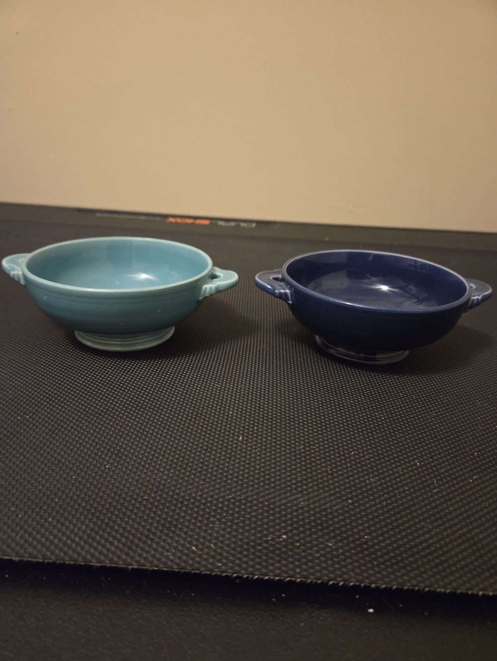 Fiesta Ware Cobalt Blue And Turquoise CREAM SOUP Bowls